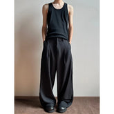HEARUJOY - Grey Suit Pants Men Oversized Fashion Society Mens Black Dress Pants Korean Loose Wide Leg Pants Mens Office Formal Trousers
