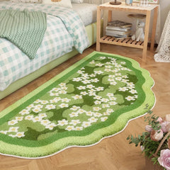 YICKYUE - Fresh Style Living Room Decoration Green Carpet Thicken Plush Rugs for Bedroom Irregular Shapes Rugs for Bedroom Fluffy Soft Rug