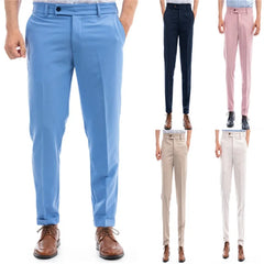 HEARUJOY - Fashion Suit Pants Pants For Men Business Casual Mid Waist Button Straight Trousers Spring Summer Hanging Breathable Pant