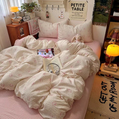 YICKYUE - 3/4pcs Bedding Set Butterfly Printing Duvet Cover Set WIth Sheet Twin Full Queen Bed Linen Boy Girl Adult Polyester Home Bedding