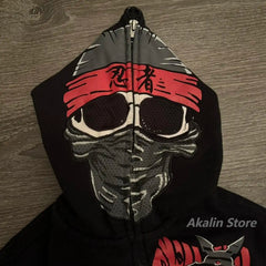 Hearujoy Harajuku affliction style skull zip up hoodie y2k tops grunge oversized sweatshirt goth streetwear gothic hoodies women clothes