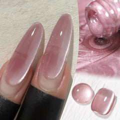 YICKYUE - 10ml Nude Moon Light Cat Magnetic Gel Nail Polish Ultra Shine Glitter Glass Beaded Soak Off UV LED Varnish Design
