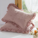 YICKYUE - Pure Cotton Pillowcase 2Pcs Muslin Lace Lotus Leaf Skirt Pillow Cover Envelope Type Pillowcase For Bed Decorative Cushion Covers