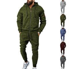 HEARUJOY - Men Sets Sweatshirts Cardigan Zipper Hooded Hoodies Skinny Pencil Pants Two Pieces Pockets Draw String Sports Casual Spring