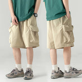 Hearujoy Khaki Cargo Shorts Men Techwear Korean Casual Pants Male Jorts for Men Summer Loose Japanese Streetwear Hip Hop Pocket