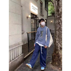 HEARUJOY - American Sle Loose Drapey Sport Pants for Men Casual Street Dance Wide Leg Sweatpants Straight Cut Trousers Trendy