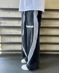 Hearujoy American Vintage Striped Slacks Y2K New Harajuku Sports Pants Men's High Street Punk Hip Hop Casual Joker Loose Wide Leg Pants