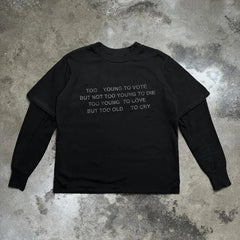 Hearujoy Y2k European and American letters printed cotton top men Gothic Harajuku fashion long-sleeved patchwork hoodie sweatshirt