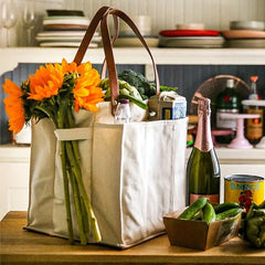 YICKYUE - Multi-Pocket Picnic Tote Bag & Shopping Storage Bag Durable Fabric for Food Glass Bottles Eggs Farmers' Markets Outdoor Picnics