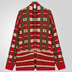 HEARUJOY - Men New Mid Length Coat Cardigan Sweaters Turn Down Collar Print Plaid Coats Loose Casual Splice Open Stitch Autumn Winter 2025
