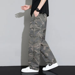 Hearujoy New Summer Lightweight Wide Leg Cargo Pants Men Camouflage Trousers Neutral Loose Pocket Straight Outdoor Fashion Hot Selling