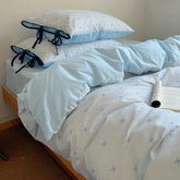 YICKYUE - New Cherry Print 100% Cotton Bedding Set Soft Washed Skin-friendly Queen Duvet Cover Set with Bed Sheets Quilt Cover Pillowcases