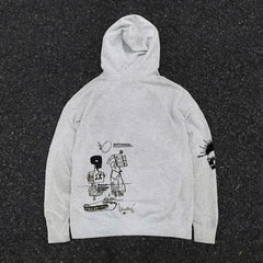 Hearujoy Y2k Retro College Style Hoodie Male And Female Couple Outfit Line Drawing Graffiti American Hip Hop Street Sweatshirt