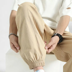 HEARUJOY - Men Trendy Simple Streetwear Y2K Pockets Thin Harem Pants Summer Casual Solid Loose Comfortable Breathable Sweatpants Pantalones