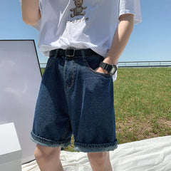 Hearujoy 2024 Summer Blue Denim Shorts Men Fashion Casual Straight Denim Shorts Men Streetwear Loose Hip Hop Retro Jeans Shorts M-2XL