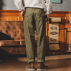 HEARUJOY - American Vintage Gurkha Trouser For Men British Style Casual Loose Straight Cargo Pants Spring Autumn Fashion Cotton Naples Pant