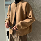 Hearujoy Mens Casual Solid Color Cardigan Sweater Autumn Winter Genderless Fashion Comfortable Loose Temperament Knitted Sweater Unisex