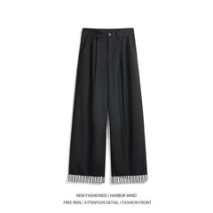 HEARUJOY - Grey Suit Pants Men Oversized Society Mens Black Dress Pants Korean Casual Loose Wide Leg Pants Mens Office Formal Trousers