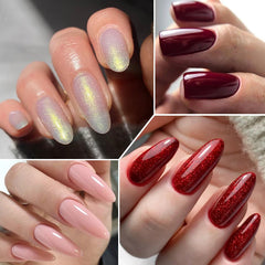 YICKYUE - 15ml Pink Gold Sparkling Glitter Series Gel Nail Polish Nail Art Varnish Semi Permanent Soak Off UV Gel For Nail