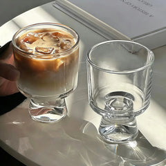 YICKYUE - Vintage Mid-Century Glass Cup, Ins Style Stemmed Glass for Iced Americano, Latte and Drinks, Water Cup