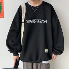 HEARUJOY - Spring Autumn Fashion Fleece Letter Print Sweatshirt Man Harajuku Oversized Male Clothes Pullovers Tops Long Sleeve Streetwear