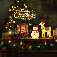 YICKYUE - Christmas Gifts, Christmas Crystal Ball Ornaments LED Lights Train Santa Claus Merry Christmas Decoration for Home Xmas Decor