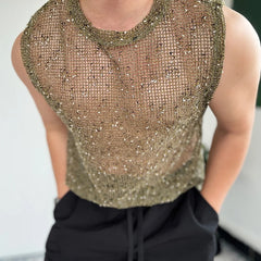 HEARUJOY - Mens Vest Knot Hollow Personality Sexy Body Shaping Tank Top Spring Summer Streetwear Niche Sleeveless Top Men'S Clothing 2025