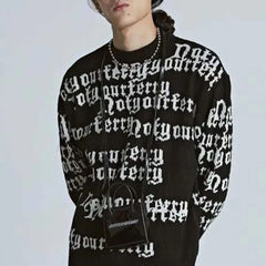 Hearujoy New Autumn And Winter Men'S Fashion Y2k Loose Versatile Sweater Unisex Letter Round Neck Top Street Chicano Sweater