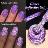 YICKYUE - 15ml Purple Reflective Gel Nail Polish Glitter Fluorescent Neon Semi Permanent UV LED Gel Sparkly Nail Art Varnish