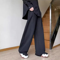 HEARUJOY - Black Mens Suit Pants Summer American High Street Wide Leg Pants Trend Casual Comfortable Office Attire Fashion Pantalettes