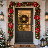 YICKYUE - 2.7M Christmas Garland Decorations with Lights, Christmas Wreath for Home Party Front Door Fireplaces Stairs LED Rattan Garland