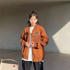 HEARUJOY - Fashion Japanese Mens Baseball Jacket Letter Embroidery Color Blocking College Unisex Coats Spring Trend Harajuku Outwear