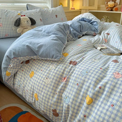 YICKYUE - French Pastoral Flower Bedding Set AB Side Duvet Cover+Sheet+Pillowcase 3/4pcs Twin Queen Floral Home Bedclothes Drop Shipping
