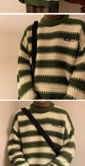 HEARUJOY - Striped Men's Trendy High-end Knitted Sweater Coat