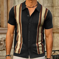 HEARUJOY - Men's Luxury Clothing Knit Short Sleeve Polo Shirt Casual Streetwear Lapel Button Down Cardigan Breathable Tops Summer Knitwear