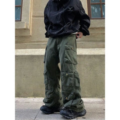 Hearujoy Multi Pocket Casual Straight Loose Cargo Pants Men Harajuku Hip Hop Popular Simple Joggers Men Streetwear Pants
