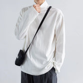 Hearujoy New Mens Turtleneck Tops Solid Color T-Shirts Unisex and Versatile Casual Loose Autumn and Winter Long Sleeve Tops