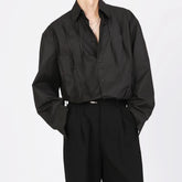 HEARUJOY - Mens Shirt Pleated Casual Shirt Spring Autumn Thin Streetwear Fashion Youth Campus Long-Sleeved Top Men'S Clothing 2025 New