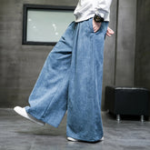 Hearujoy 2024 Solid Color Men's Wide Leg Pants Oversized Vintage Men Clothing Loose Corduroy Casual Pants Male Japanese Harajuku Trousers