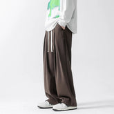 Hearujoy Spring Summer Coffee Casual Ice Silk Pants Men's Trend Solid Pants Men Drape Mopping Pants Straight Loose Wide-leg Trousers