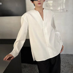 HEARUJOY - Mens Shirt V-Neck Sexy Nightclub Shirt Streetwear Ballroom Fashion Elegant Versatile Long-Sleeved Top Men'S Clothing 2025 New