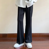Hearujoy Summer Black Suit Pants Men Fashion Social Mens Dress Pants Korean Loose Bell-bottoms Pants Men Mens Office Formal Trousers