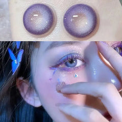YICKYUE - 2Pieces Color Contact Lenses Bling Pupil Beauty Cosplay Color Circle Lens Yearly Galaxy Colour Contacts with Box