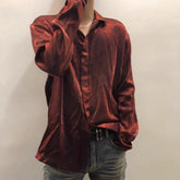 Hearujoy Mens Autumn French Solid Color Gold Velvet Shirt Comfortable Fashion Trendy High Street Lazy Casual Long-Sleeve Top For Men