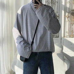 HEARUJOY - Turtleneck High Collar T Shirt For Man Striped Top Bulk With Wholesale Men's Clothing Long Sleeve Quotes Full Xl F Pullover