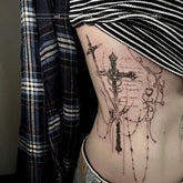 YICKYUE - Herbal Cross Tassel Temporary Tattoo for Woman Sexy Chain Fake Tattoo Punk Art Tattoo Sticker Waterproof Y2K Tatuajes Temporales