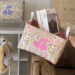 YICKYUE - Fabric Storage Basket Folding Washable Portable Storage Basket Printed Portable Dormitory Office Snacks Beauty Clothes Storage B