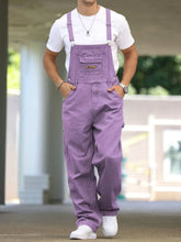 HEARUJOY - Men's Four - Season Purple Loose Denim Overalls, Daily Casual Street Trend Suspender Pants