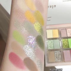 YICKYUE - 18 Colors Low Saturation Pin Purple Korean Eyeshadow Palette Green Blue Matte Pearlescent Lasting Waterproof Glitter Eye Shadow
