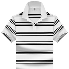 HEARUJOY - Casual Polo Shirt Man Fashion Striped Polo Shirt Short Sleeve Men's Lapel Button Shirt Summer Tops Golf Breathable Polo Hombre